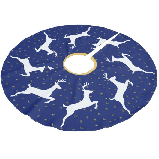 Mitternacht Reindeer Polyester Weihnachtsbaumdecke (Schrägansicht)