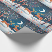 Mitternacht-Rendeeers glänzendes Wrapping Paper Geschenkpapier (Ecke)