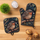 Mitternacht Robin Ofenhandschuh & Topflappen-Set (Oben Unten)