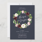 Mitternacht-Romance Wreath Wedding Einladung (Vorderseite)