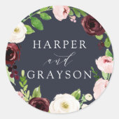Mitternacht Romance Wreath Wedding Runder Aufkleber (Vorderseite)