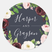 Mitternacht Romance Wreath Wedding Runder Aufkleber (Vorderseite)