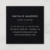 Mitternacht Rosa Floral | Schwarz Quadratische Visitenkarte (Rückseite)