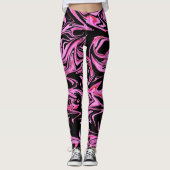 "Mitternacht Rose: Die rosa und schwarze Marmorfus Leggings (Vorderseite)