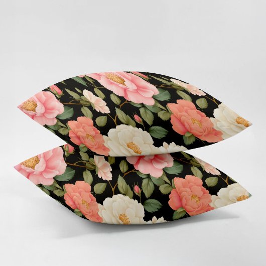 Mitternacht Rose Whispers Black Pink Vintag Kissenbezug
