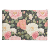 Mitternacht Rose Whispers Black Pink Vintag Kissenbezug (Rückseite-Links)