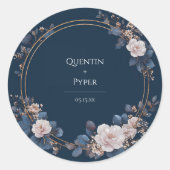 Mitternacht Rose Wreath Wedding Sticker (Vorderseite)