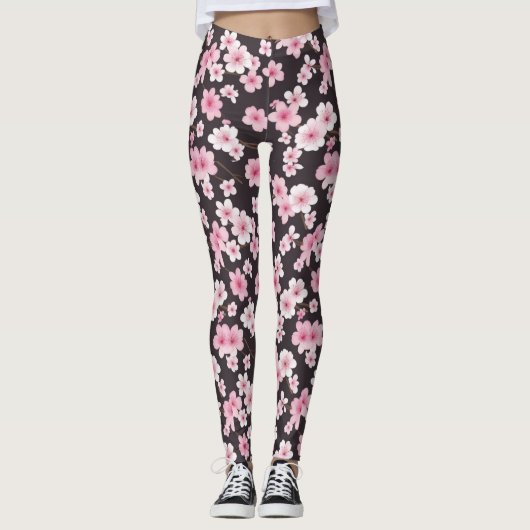 Mitternacht Sakura: Eine Cherry-Blossom-Symphonie Leggings (Vorderseite)