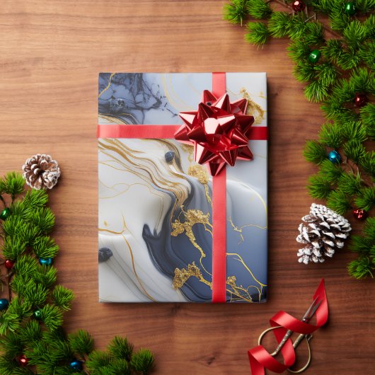 Mitternacht Saphir Marmor mit Goldfäden Geschenkpapier (Feiertagsgeschenk)