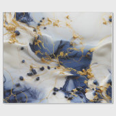 Mitternacht Saphir Marmor mit Goldfäden Geschenkpapier (Flach)