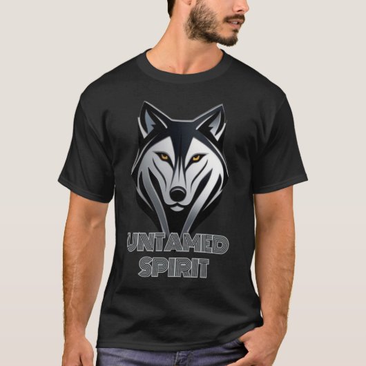 Mitternacht Schwarz und Metallische Silver Wolf Lo T-Shirt (Vorderseite)