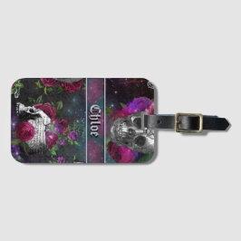 Mitternacht Silver Gothic Hexe Schädel und Rose Lu Gepäckanhänger