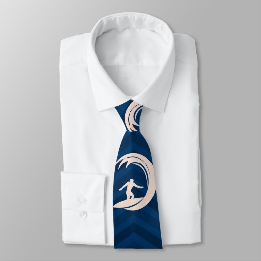 Mitternacht, Sky Blue, Tan, Surfen, Surfen Zickzac Krawatte (Gebunden)