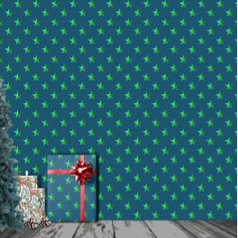 Mitternacht Sky Bright Green Stars Geschenkpapier