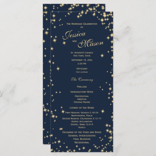 Mitternacht Sky Twinkle Navy Blue und Gold Programm (Vorne/Hinten)