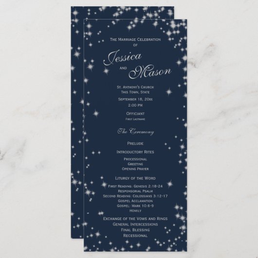 Mitternacht Sky Twinkle Navy Blue und Silver Programm (Vorne/Hinten)