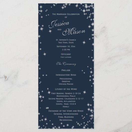 Mitternacht Sky Twinkle Navy Blue und Silver Programm (Vorderseite)