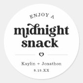 Mitternacht Snack Gastgeschenk Hochzeit Labels Runder Aufkleber (Vorderseite)