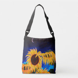 Mitternacht Sonnenblumen Crossbody Bag Tragetaschen Mit Langen Trägern