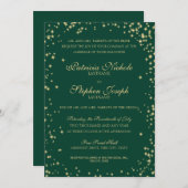 Mitternacht Stars Twinkle Sky Emerald Wedding Einladung (Vorne/Hinten)