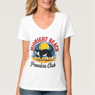 Mitternacht Strand Tuxedo Katze Retro Damen T-Shirt