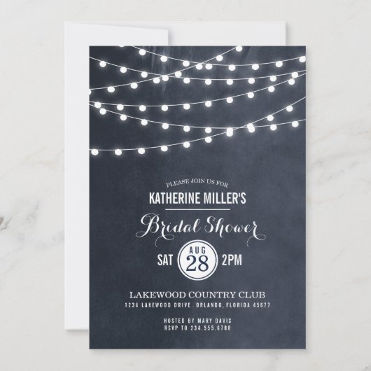 Mitternacht String Lights Bridal Dusche Einladung (Vorderseite)