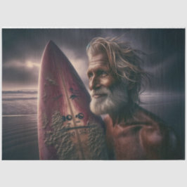 Mitternacht-Surfbrett und Surfer-Decoupage Seidenpapier