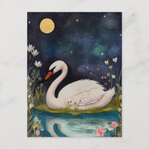 Mitternacht-Swan-Postkarte Postkarte