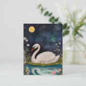Mitternacht-Swan-Postkarte Postkarte (Stehend Vorderseite)