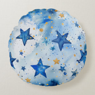 Mitternacht Traum Starry Watercolor Rundes Kissen
