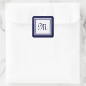 Mitternacht und Verzierte Monogramm Quadratischer Aufkleber (Tasche)