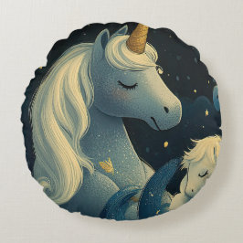 Mitternacht Unicorn Slumber Party Rundes Kissen