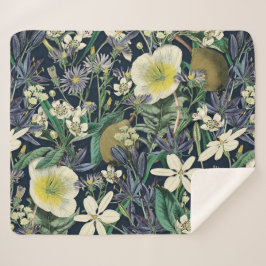 Mitternacht Vintag Botanischer Sherpa Blanket Sherpadecke