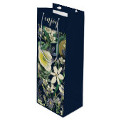 Mitternacht Vintage botanische Custom Geschenktüte Für Weinflaschen (Vorderseite Schrägansicht)