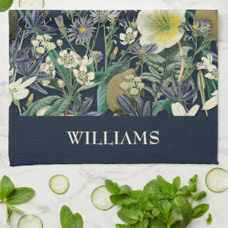 Mitternacht Vintage botanische Custom Geschirrtuch