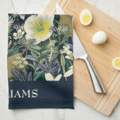 Mitternacht Vintage botanische Custom Geschirrtuch (Viertel Falte)