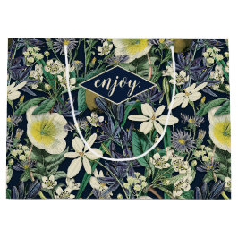 Mitternacht Vintage Botanische Geschenktasche Große Geschenktüte