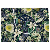 Mitternacht Vintage Botanische Geschenktasche Große Geschenktüte (Rückseite)