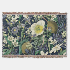 Mitternacht Vintager Botanischer Throw-Blankon Decke