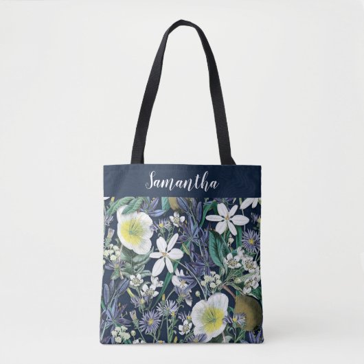 Mitternacht Vintager Botanischer Zoll Totbeutel Tasche (Vorderseite)