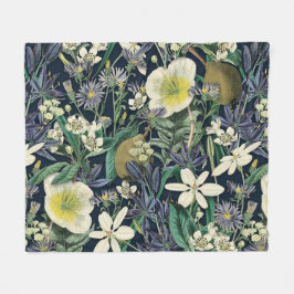 Mitternacht Vintages botanisches Fleece Blanket