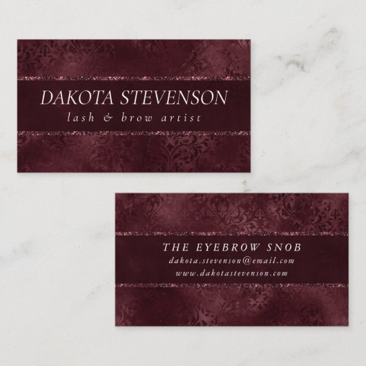 Mitternacht Wein Romance | Dunkler Satiny Grunge D Visitenkarte (Vorne/Hinten)