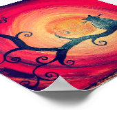 Mitternacht Whimsical Cat Poster (Ecke)