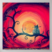Mitternacht Whimsical Cat Poster (Vorne)
