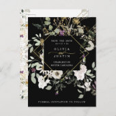 Mitternacht-Wildblumen | Geometrisches Save the Da Ankündigungspostkarte (Vorne/Hinten)