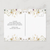 Mitternacht-Wildblumen | Geometrisches Save the Da Ankündigungspostkarte (Rückseite)