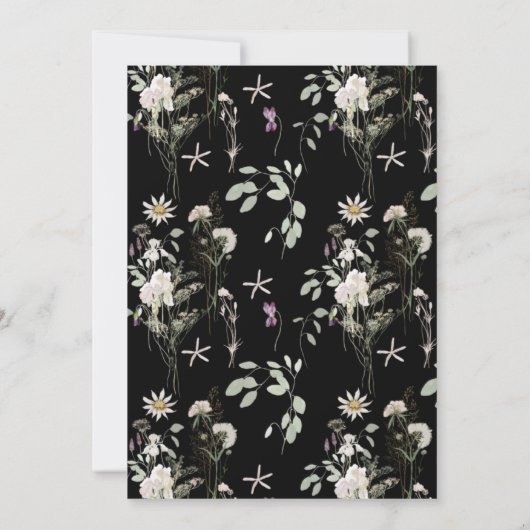 Mitternacht-Wildblumen | Schwarz Geometrisch Save The Date (Rückseite)