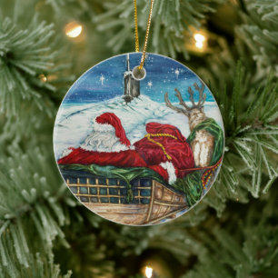 Mitternacht Zauberhafte Unterwasserwelt Santa Kera Keramik Ornament