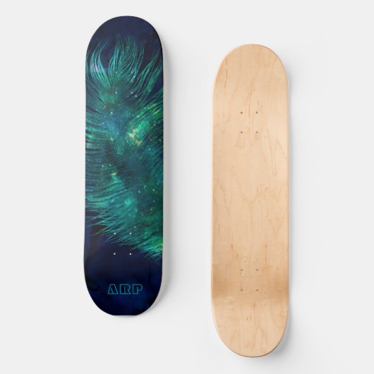 *~* Mitternachter blauer Himmel Kosmische Smarald  Skateboard (Vorderseite)