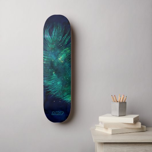 *~* Mitternachter blauer Himmel Kosmische Smarald Skateboard (Wandkunst)